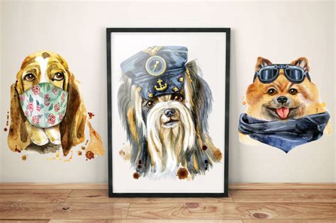 10 watercolor dog portraits. Set 16 By Watercolor fantasies | TheHungryJPEG