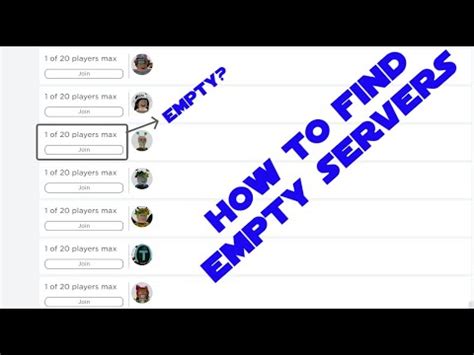 How To Find Empty Servers On Any Game On Roblox Youtube