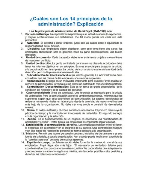 Los 14 Principios De La Administración Pdf