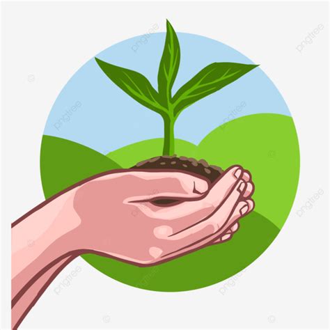 Ilustração De Mãos Segurando Sementes De Plantas No Contexto Do