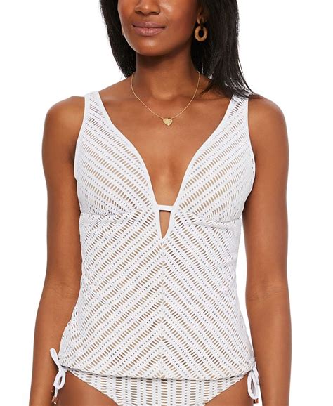 Bar Iii Crochet Plunge Tankini Top Created For Macys Macys