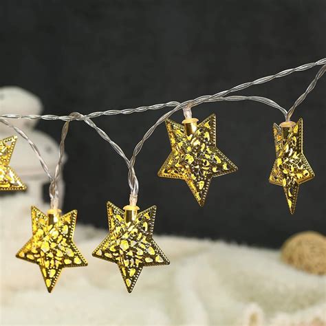 Warm White Golden Metal Star Led String Light Plug In V At Rs