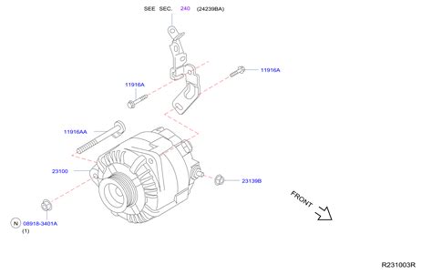 2021 Nissan Murano Wagon Leroof Bolt Bracket Engine Injection Liter 11916 Ja10c Genuine