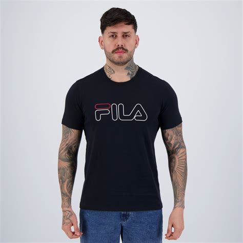 Camiseta Fila Letter Outline Preto Futfanatics