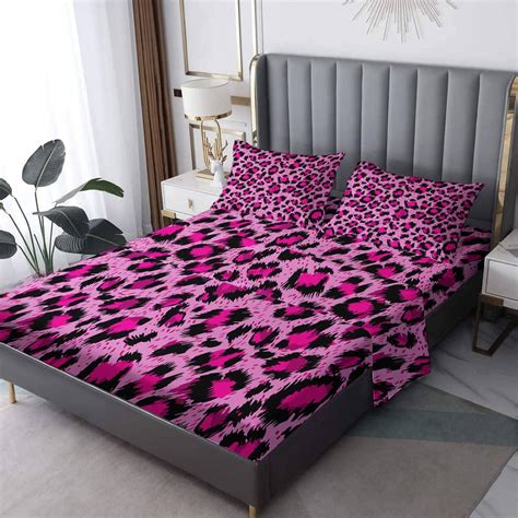 Zcsm Hot Pink Leopard Print Sheets Queen Sheet Set