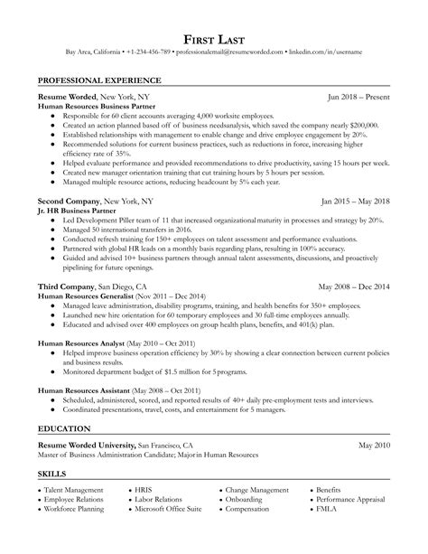 Human Resources Resume Template