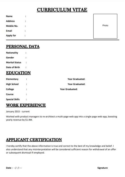 Printable Biodata Form Philippines Word Printable Forms Free Online