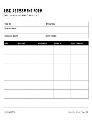 Fillable Online Risk Assessment Pack Docx Fax Email Print PdfFiller