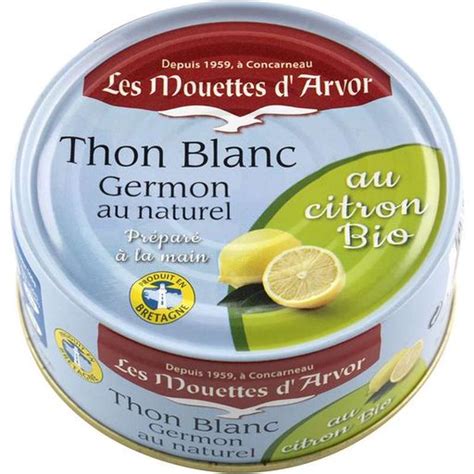 Thon Blanc Germon Au Naturel Et Citron BIO Les Mouettes D Armor 160 G