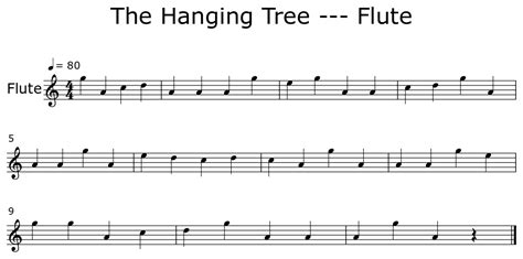 The Hanging Tree Flute Sheet Music For Flute