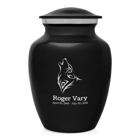 Wolf Sharing Urn Jet Black Green Meadow Memorials