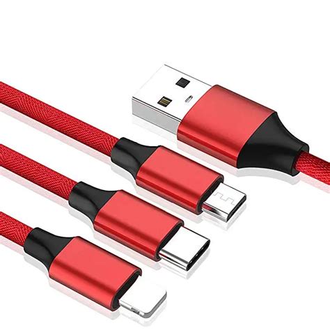 Multi Charging Cable 3 In 1 Nylon Braided Multiple Usb Fast Charging