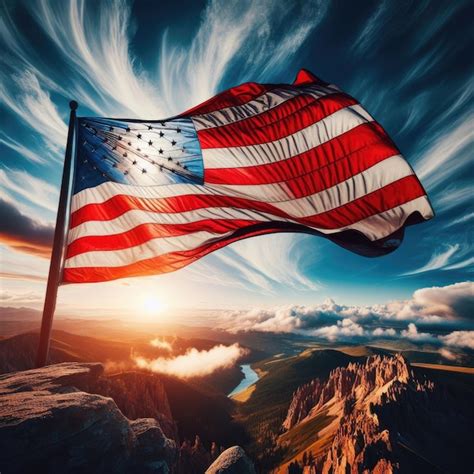 American flag at sunset | Premium AI-generated image