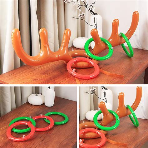 Christmas Party Games Reindeer Ring Toss Game Set Inflatable Reindeer