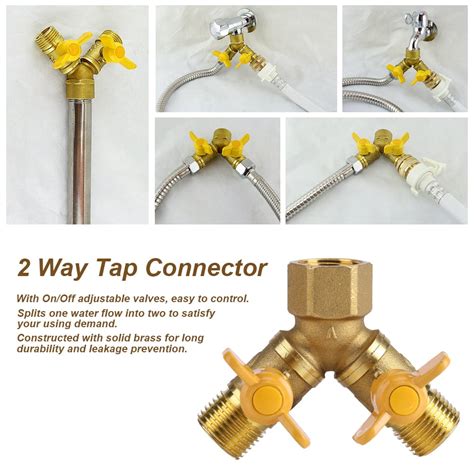 Faginey Dual Tap Connectorg12 Brass Garden Irrigation 2 Way Double