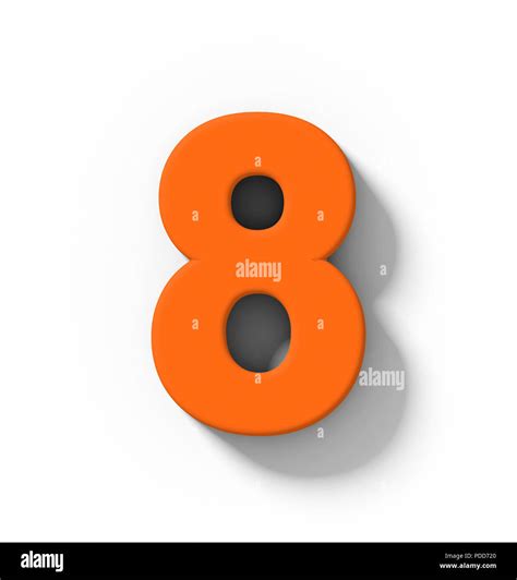 Number 8 3d Orange Isolated On White With Shadow Orthogonal