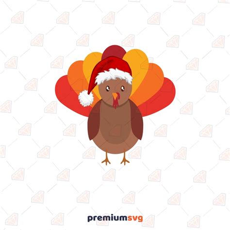 Cartoon Turkey With Santa Hat Svg Cut File Premiumsvg