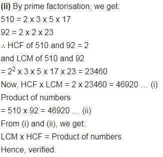 Find The Lcm And Hcf Of The Following Pairs Of Integers And Verify That