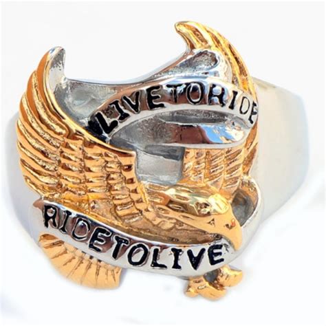 Harley Davidson Jewelry Motorcycle Biker Live To Ride Gold Eagle