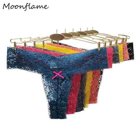 Moonflame Sous vêtements en dentelle transparente pour femmes lingerie sexy string G pièces
