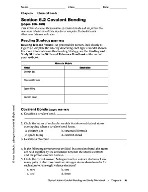 Section 6 2 Covalent Bonding Fill Online Printable Fillable Blank