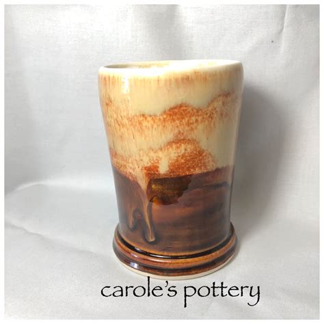 Carole S Pottery Bottom Half Textured Amber Brown 3x Top 2 3 Albany