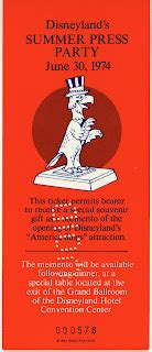 Vintage Disneyland Tickets: America Sings - 1974