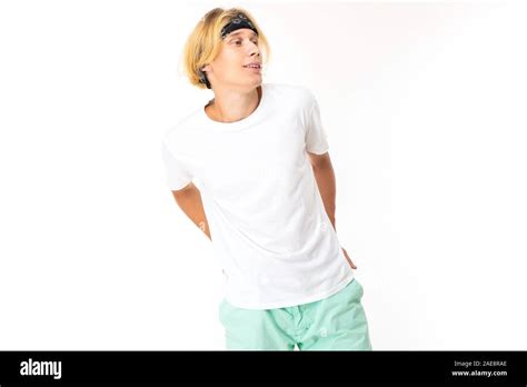 Stylish Caucasian Blonde Man Isolated On White Background Stock Photo Alamy
