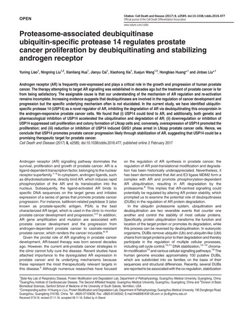 Pdf Proteasome Associated Deubiquitinase Ubiquitin Specific Protease