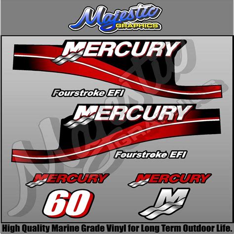 MERCURY 60hp FOURSTROKE DECAL KIT OUTBOARD DECALS