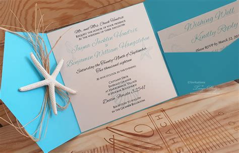 STARFISH INVITATION Suite Aqua Blue Teal Beach Wedding Invites