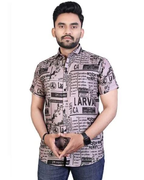 Buy Mojilo Mens Lycra Digital Printed Stitched Half Sleeve Shirt