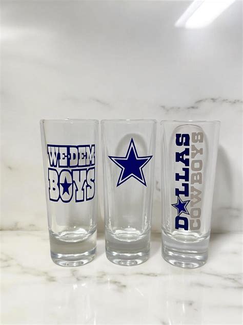 Dallas Cowboys Custom Set Of 3 2oz Shot Glasses Personalized Nfl Fan T Nfl Ts Etsy