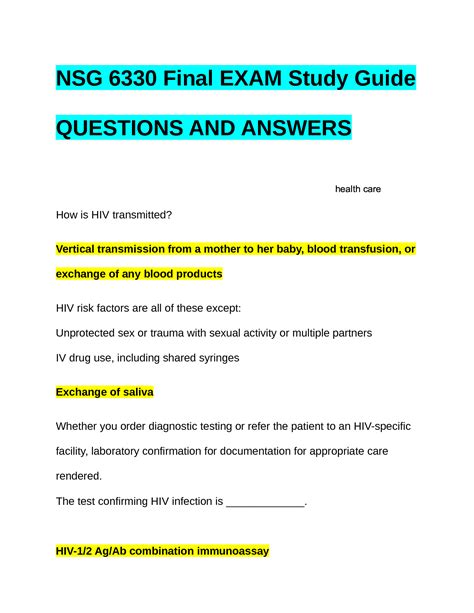 Solution Nsg Final Exam Study Guide Questions And Answers Docx