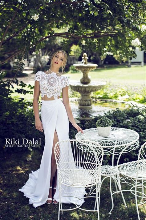 One Of Kind Two Piece Wedding Gown With Bare Midriff Strikingly