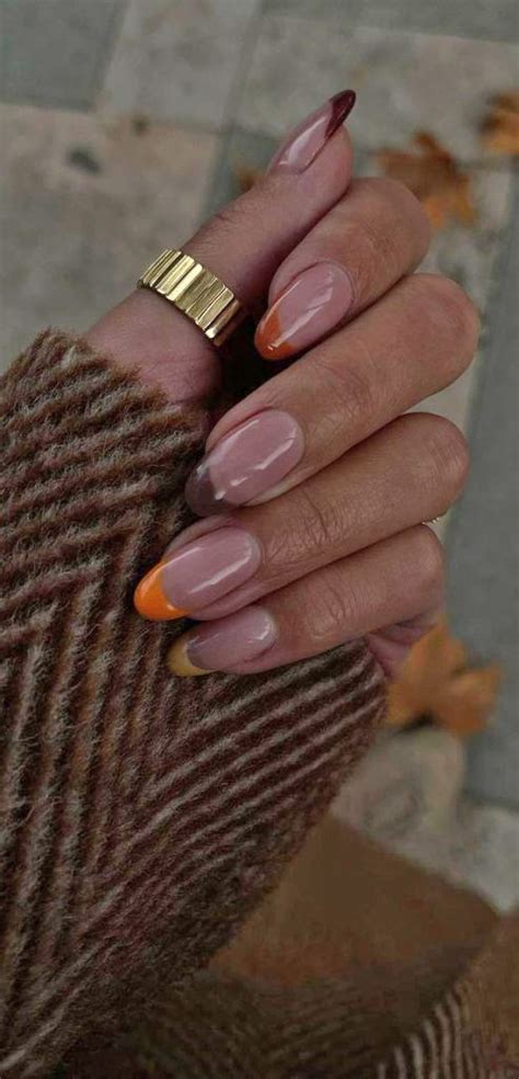 50 Trending Autumn Nail Colours And Designs Fall Warm Tone French Tip Nails