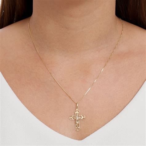 Pingente Ouro K Cruz Crucifixo Cristo Vazado Promo O Frete Gr Tis