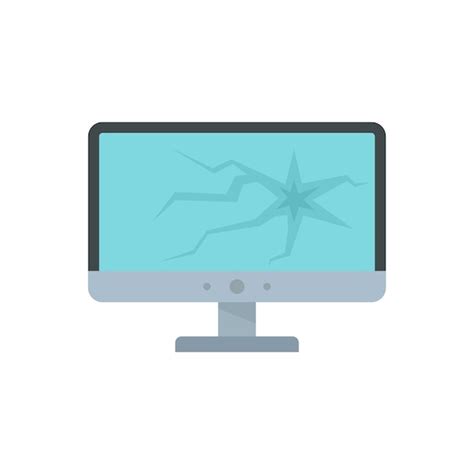 Icono de monitor de computadora roto ilustración plana del icono de