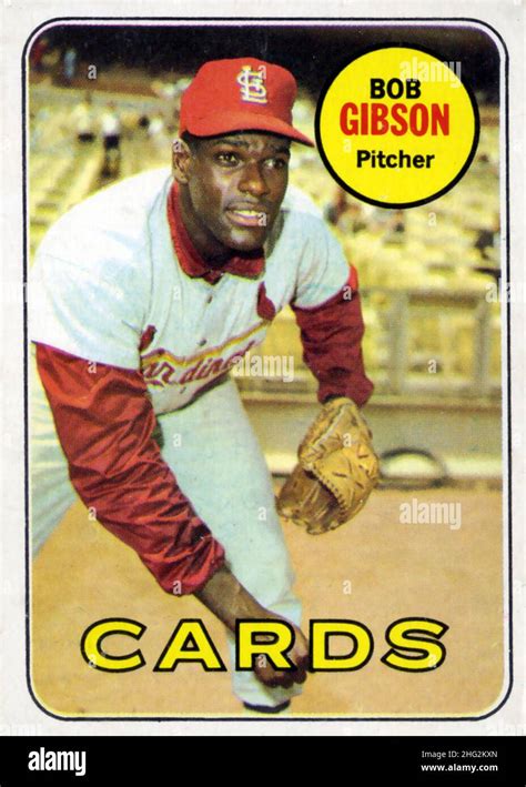 A 1969 Topps Baseball Card Depicting Bob Gibson With The St Louis