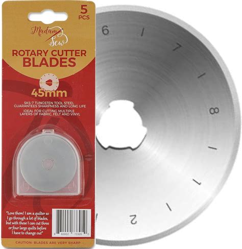 Amazon Madam Sew 45mm Rotary Cutter Replacement Blades 5 Tungsten