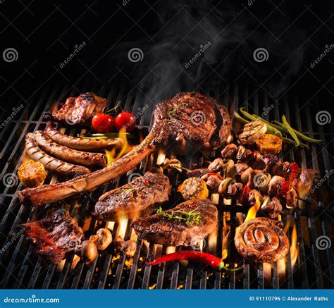 Assorted Delicious Grilled Meat On A Barbecue Stock Photo Image Of