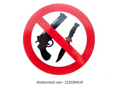 Sign Graphically Stating No Guns Knives Stock Photo 2125304519