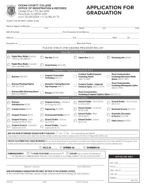 Fillable Online Ocean Ocean County College Application For Office Of