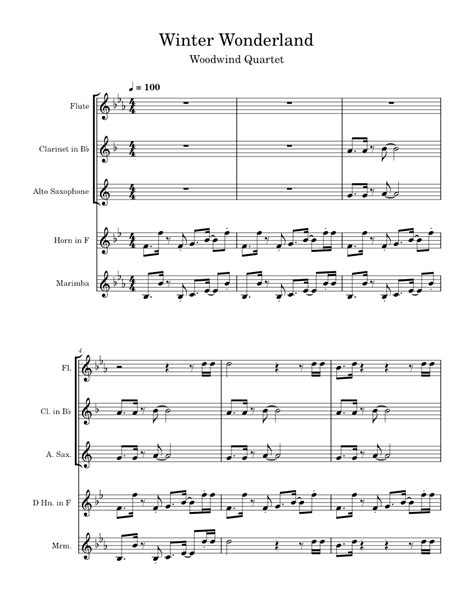 Winter Wonderland Felix Bernard Winter Wonderland Sheet Music For Flute Saxophone Alto