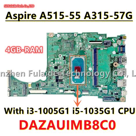 DAZAUIMB8C0 For Acer Aspire A515 55 A315 57G Laptop Motherboard With I3