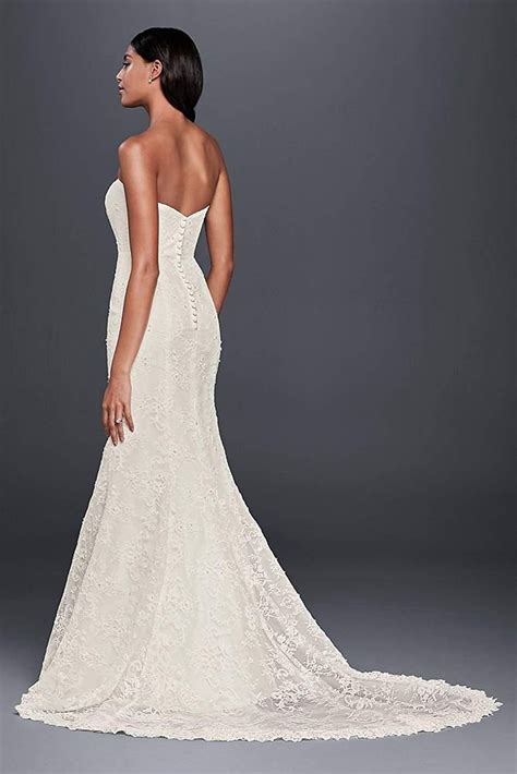 Davids Bridal Strapless Beaded Lace Mermaid Wedding Dress Style Op1300