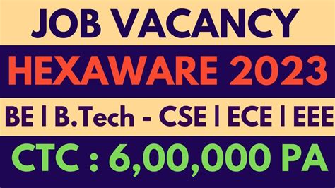 Hexaware Job Vacancy For Freshers Engineering Graduates Youtube