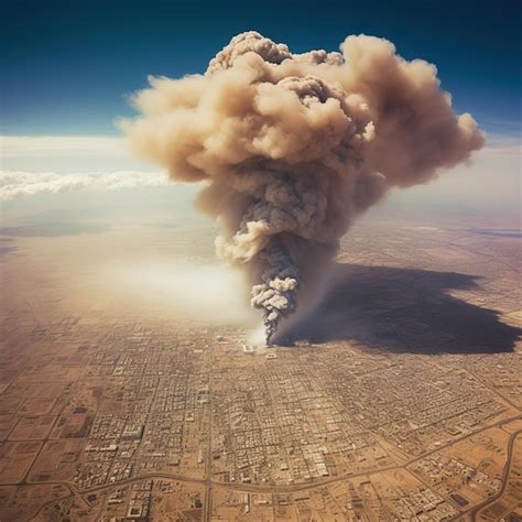 Gran explosión en el medio de una ciudad Foto Premium