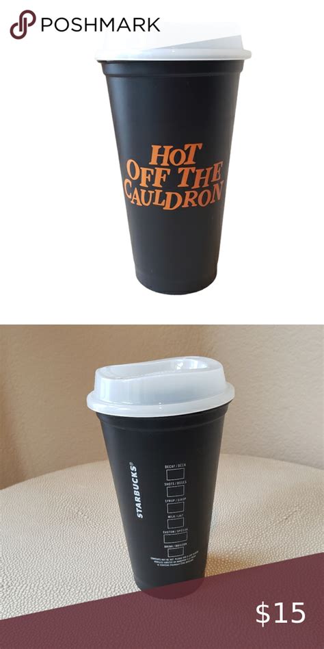 Starbucks Hot Off The Cauldron Hot Cup NEW Glow In Dark Lid 16 Oz Black