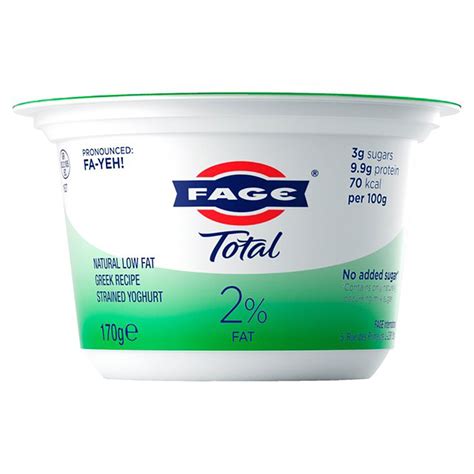 Fage Total 2 Natural Low Fat Greek Recipe Strained Yoghurt 150g Sri